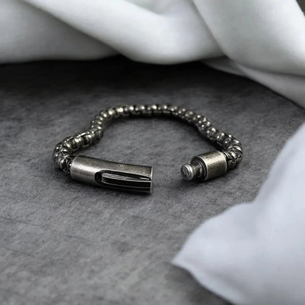 Silver Bracelet for Men with Gold Accents – Modern & Durable Design