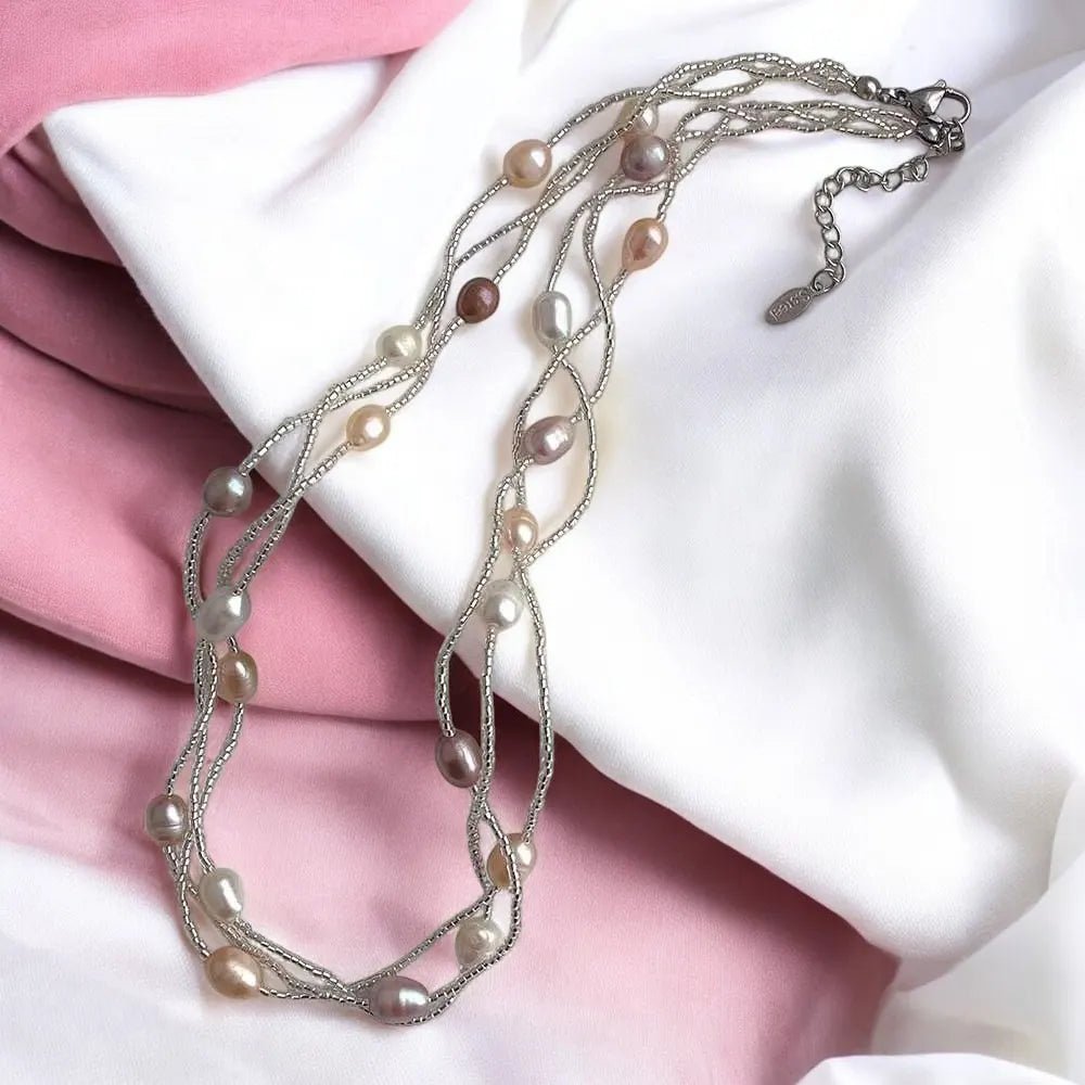 Dual - Layer Pearl Necklace for Women – Silver, Anti - Tarnish & Elegant - Necklace - Cadeau Craft