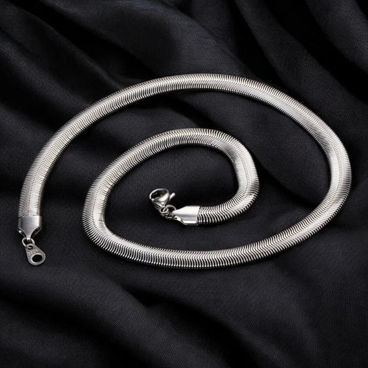 316L Stainless Steel Herringbone Snake Chain – 22" Silver Silk Finish - Necklace - Cadeau Craft