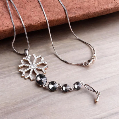 Crystal Black Long Chain Necklace – Stylish Western Party Wear Sweater Necklace