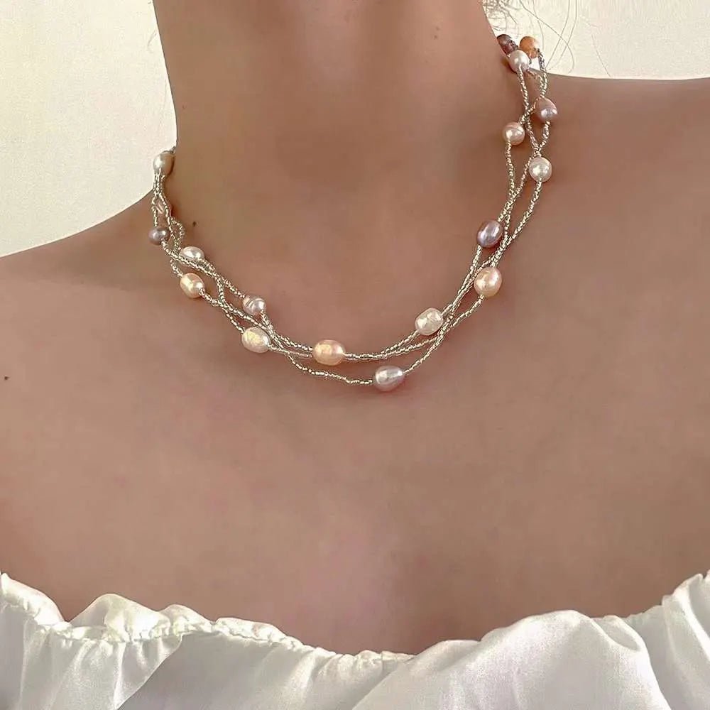 Dual - Layer Pearl Necklace for Women – Silver, Anti - Tarnish & Elegant - Necklace - Cadeau Craft