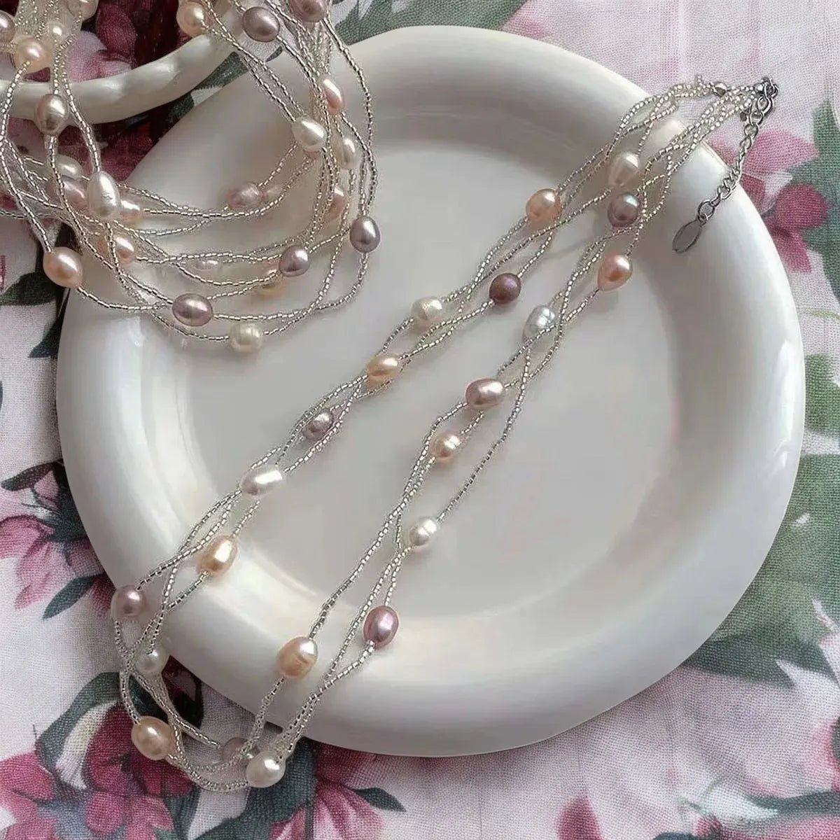 Dual - Layer Pearl Necklace for Women – Silver, Anti - Tarnish & Elegant - Necklace - Cadeau Craft