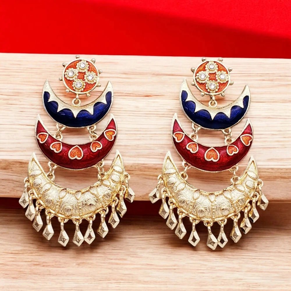 Gold - Plated Designer Chandelier Earrings for Women – Elegant & Statement - Earrings - Cadeau Craft