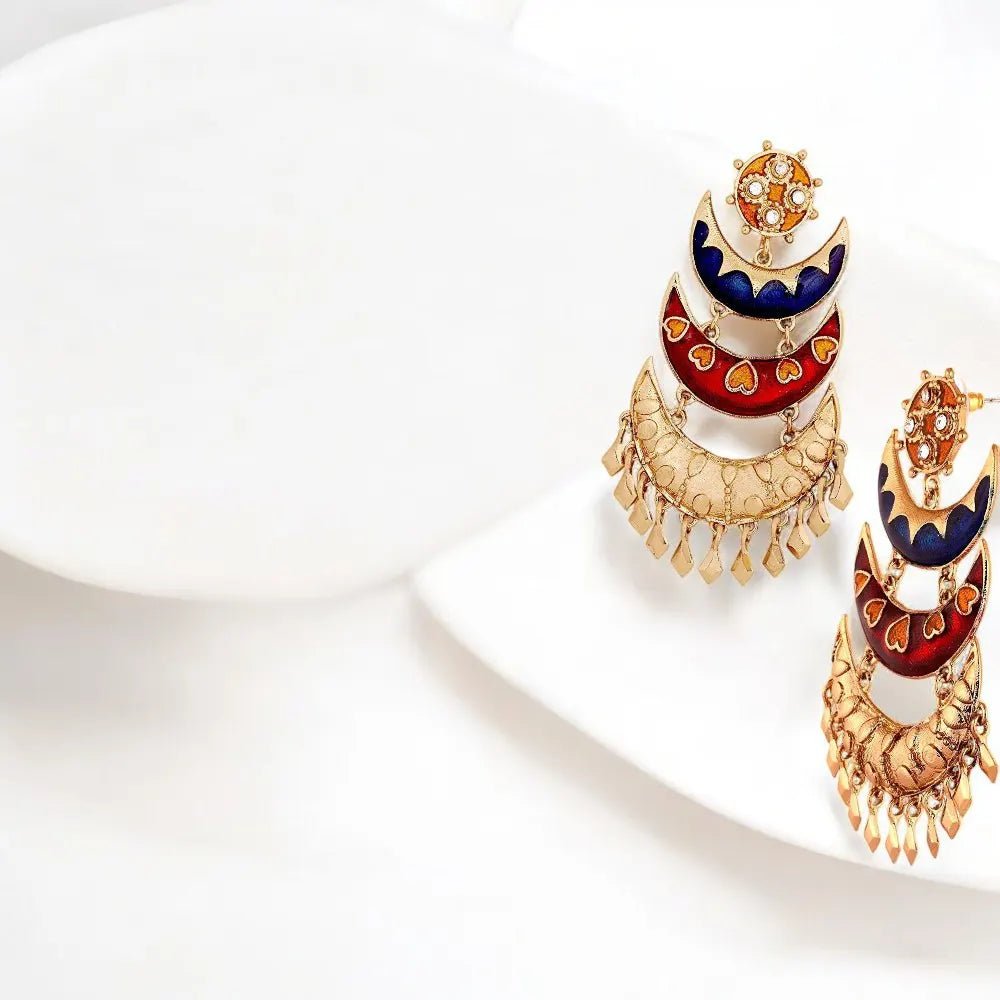 Gold - Plated Designer Chandelier Earrings for Women – Elegant & Statement - Earrings - Cadeau Craft