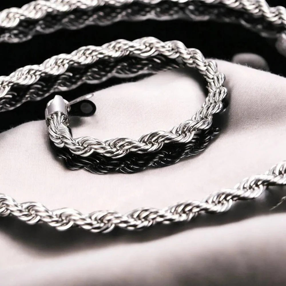 Men's 22'' Rope Chain - Silver 316L Stainless Steel, Durable for Daily Wear - Necklace - Cadeau Craft