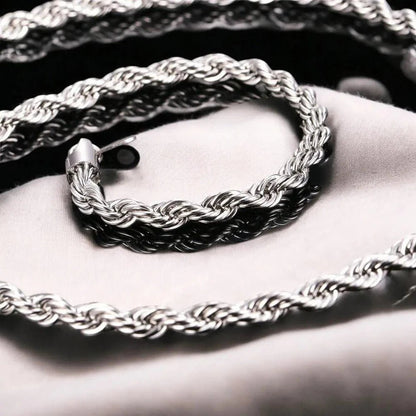 Men's 22'' Rope Chain - Silver 316L Stainless Steel, Durable for Daily Wear - Necklace - Cadeau Craft