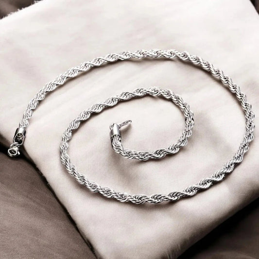 Men's 22'' Rope Chain - Silver 316L Stainless Steel, Durable for Daily Wear - Necklace - Cadeau Craft