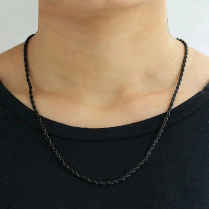 Men's 24'' Black Rope Chain Necklace - 316L Surgical Stainless Steel, Sleek & Durable - Necklace - Cadeau Craft