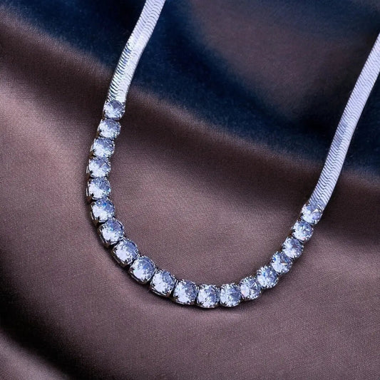 Silver Snake Necklace for Women – Cubic Zirconia & Stainless Steel, 18 - inch Chain - Necklace - Cadeau Craft